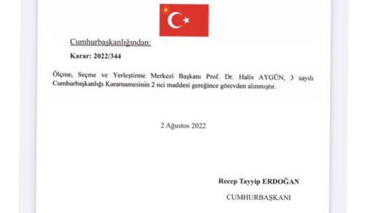 ÖSYM Başkanı Halis Aygün görevden alındı